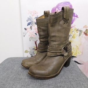 Frye Tan Leather Harness Boots